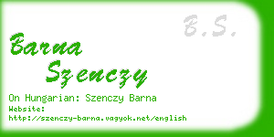 barna szenczy business card